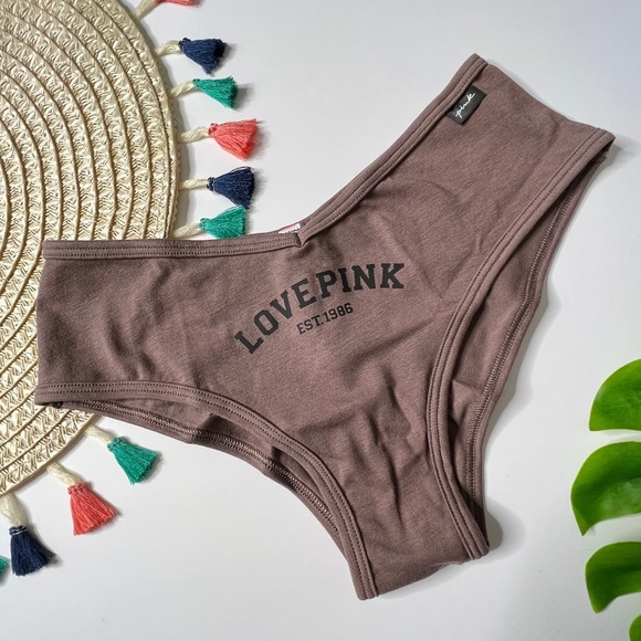 Victoria's Secret PINK Cotton Cheekster Panty Peppercorn w/ Graphic Small NEW - Picture 2 of 4